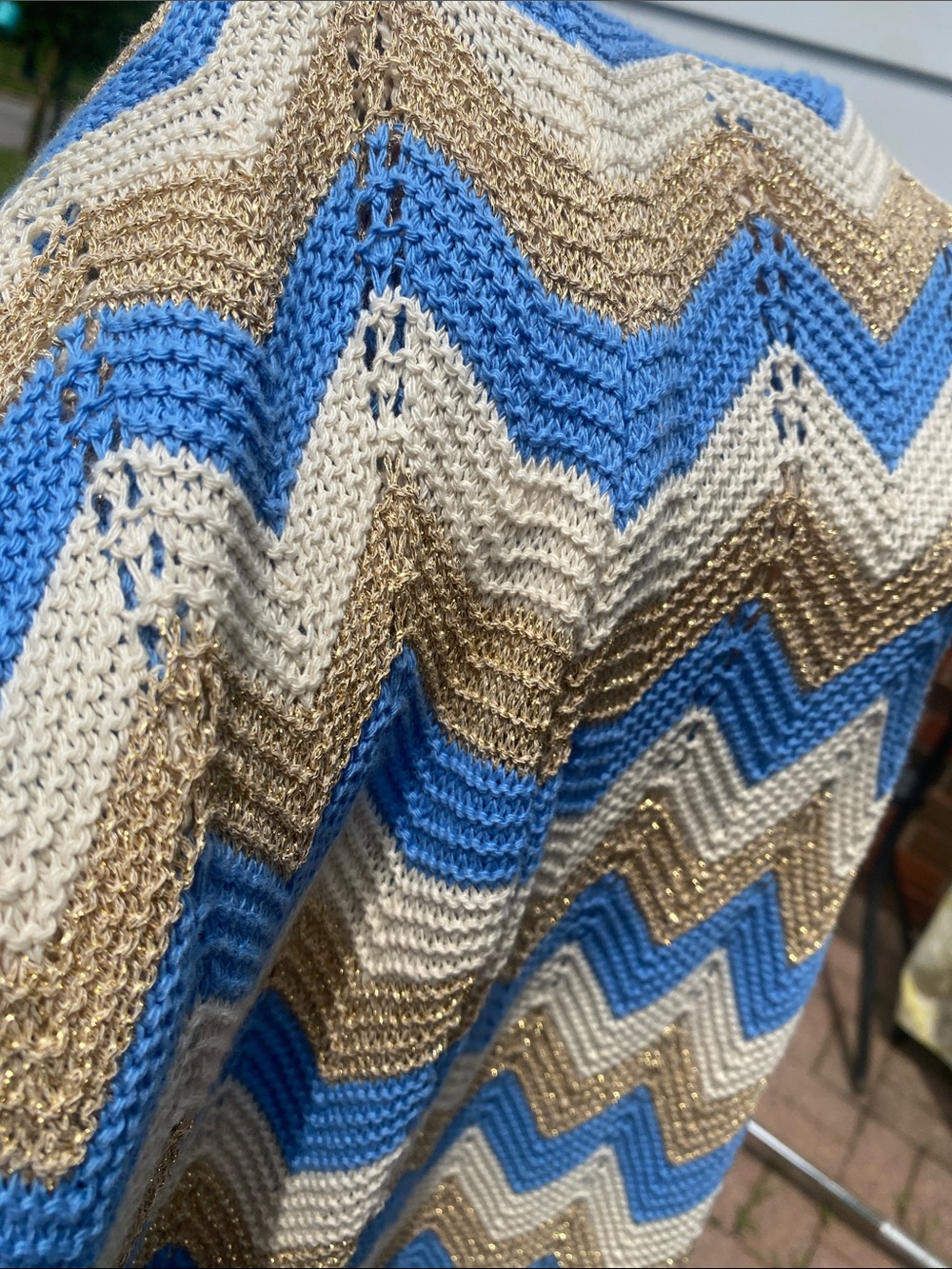 Women's Cream & Blue Knit Pants - Picture 10 of 12